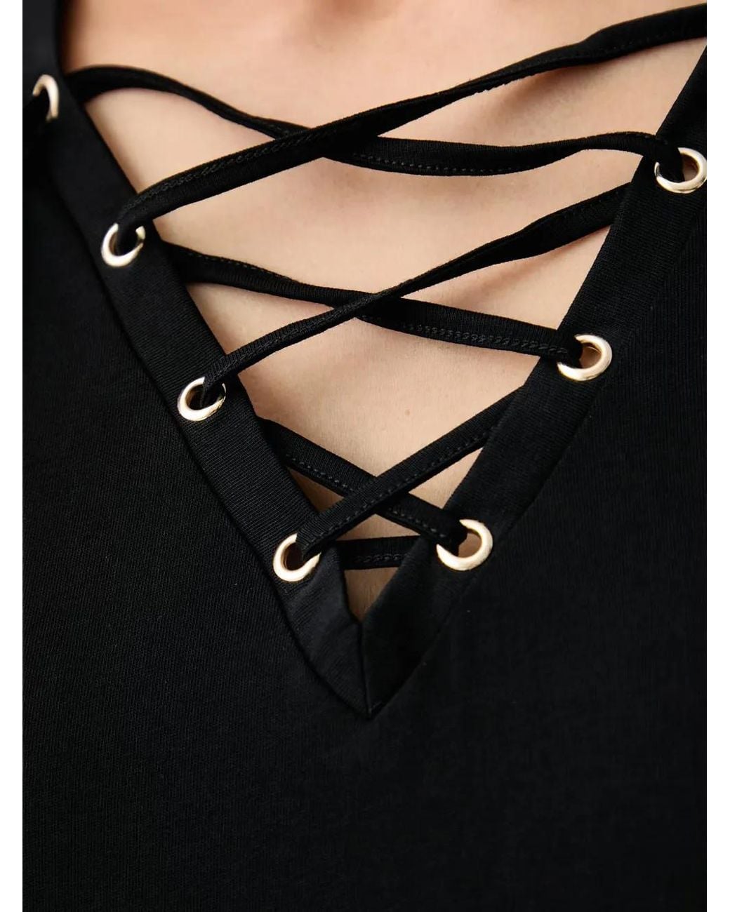 Liu Jo Black T-Shirt With Laces