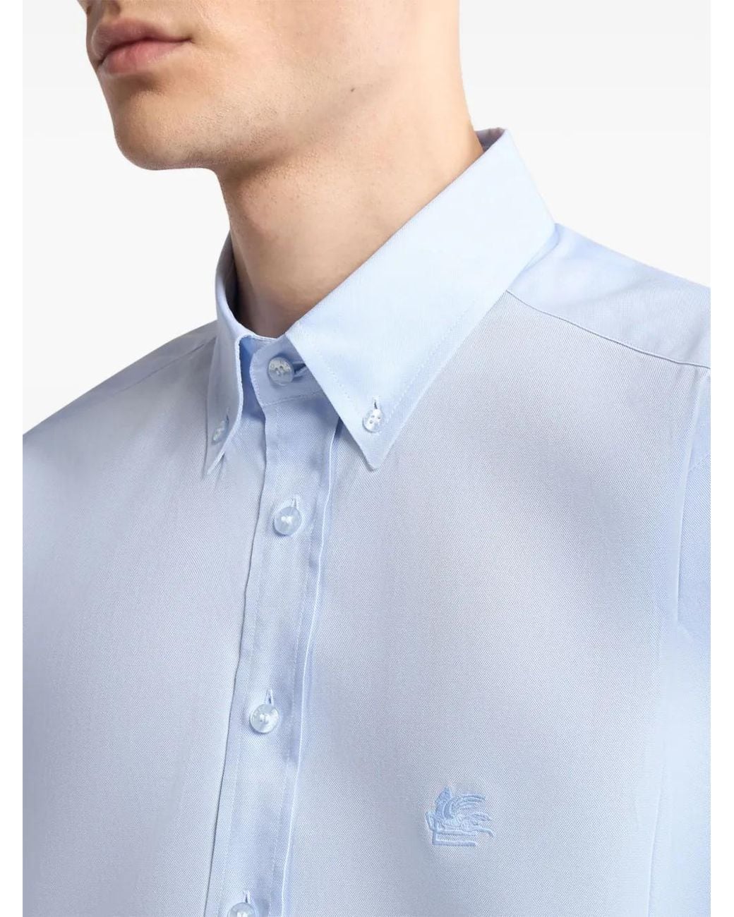 Etro Blue Pegaso Button-Up Shirt for men
