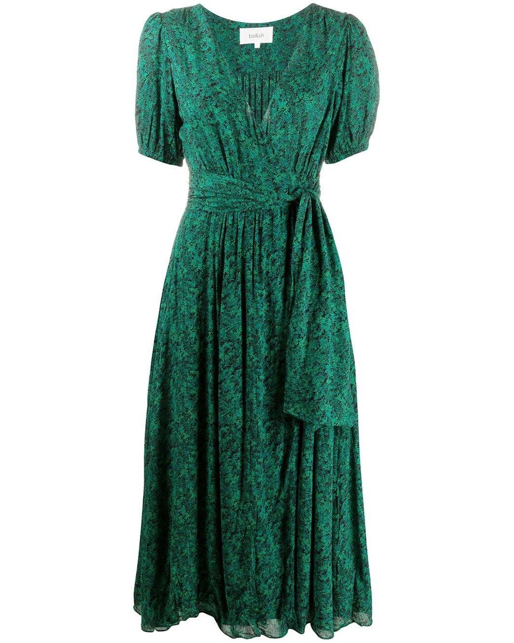 Ba&sh Noemie Flared Dress in Green | Lyst