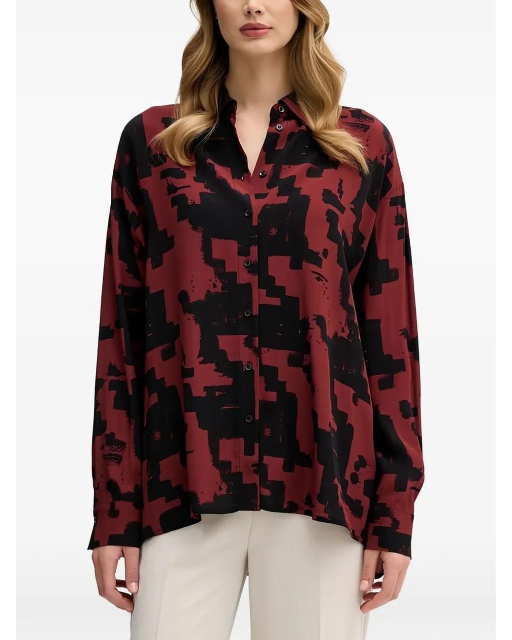 Sisley Red Geometric-Pattern Shirt
