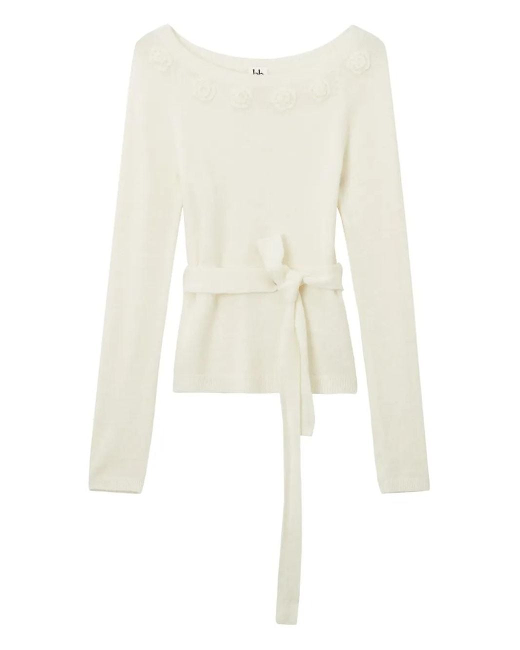 B+ AB White Belted Sweater