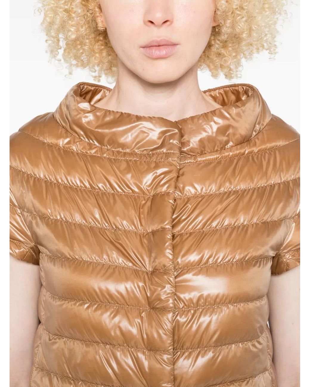 Herno Natural Glossy-Finish Short-Sleeved Puffer Jacket