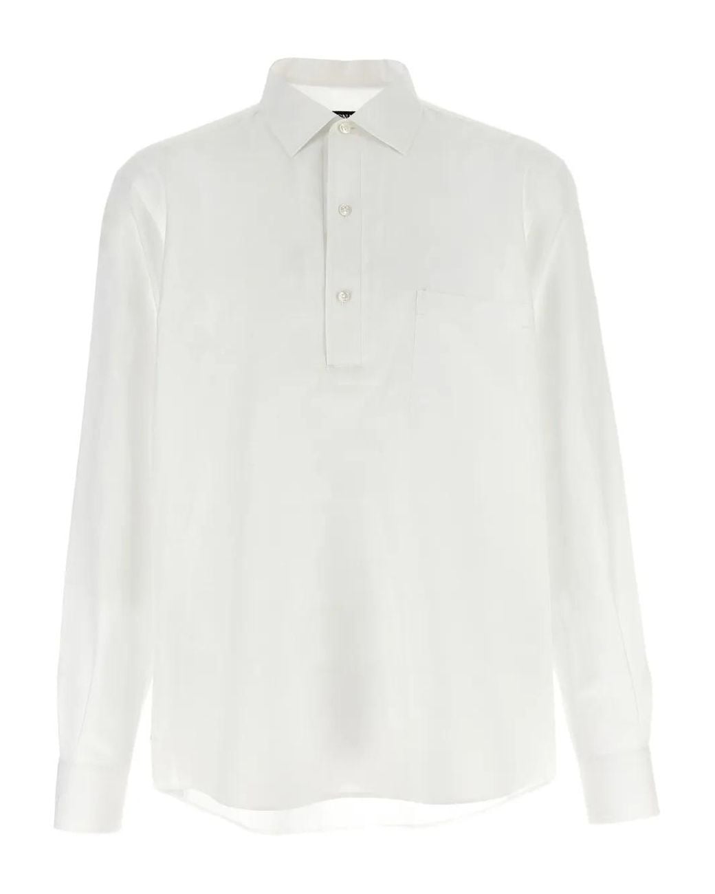 Zegna White Long-Sleeve Polo Shirt for men