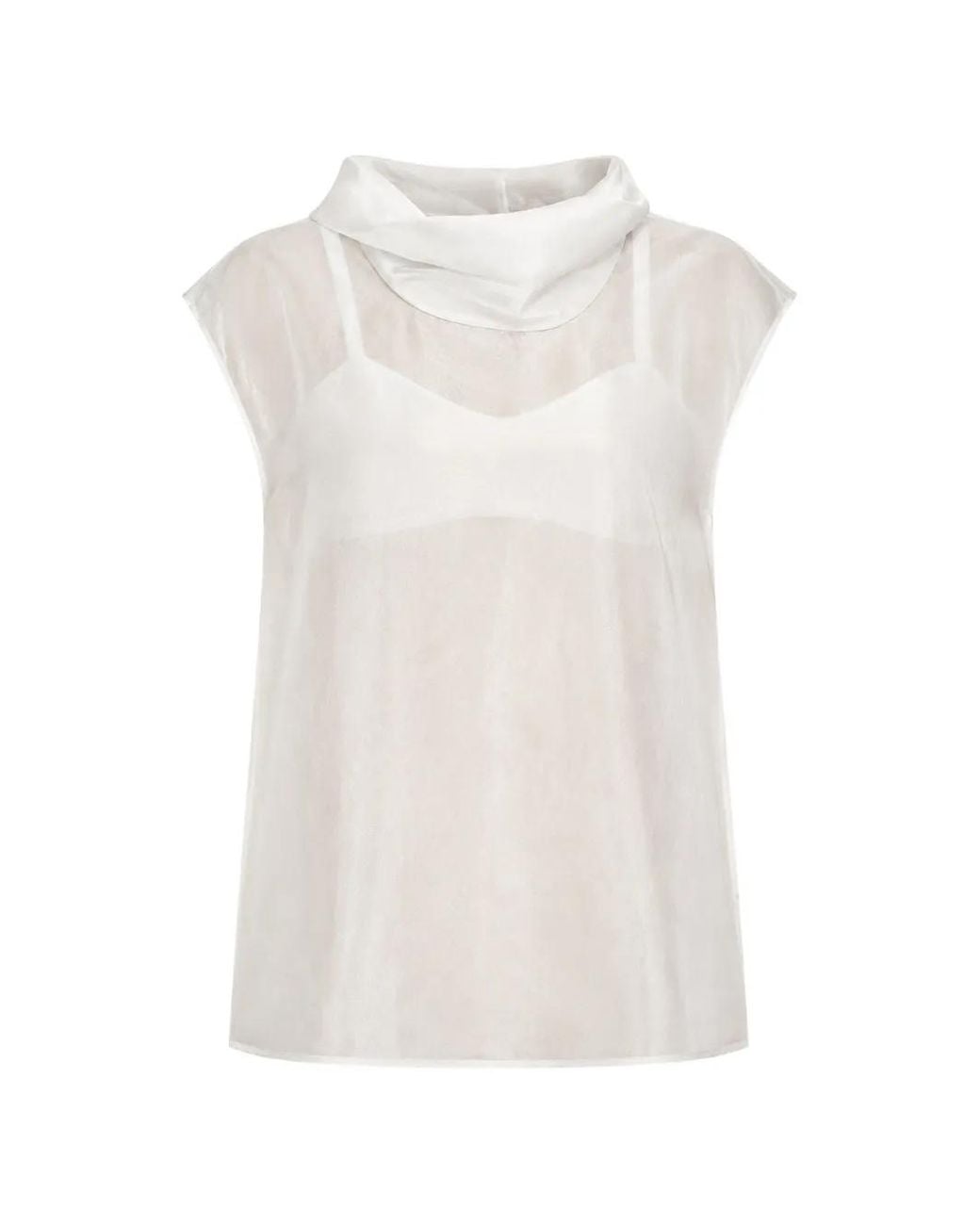 Sans Faff White Halo Cowl-Neck Blouse