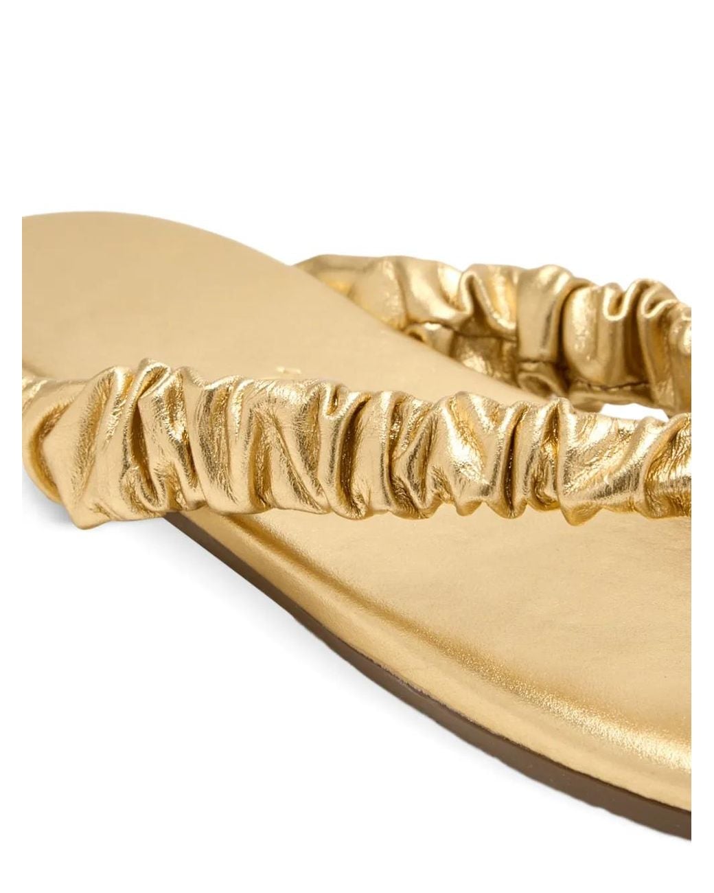 TKEES Metallic Sandales Plates Savannah En Cuir Froncé À Entre-Doigts