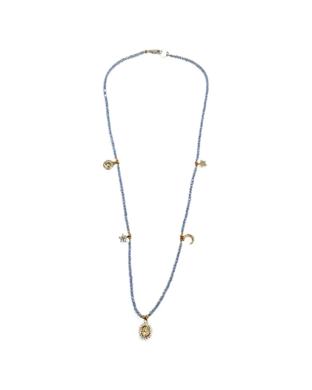 Madison White Charm-Embellished Beaded Necklace