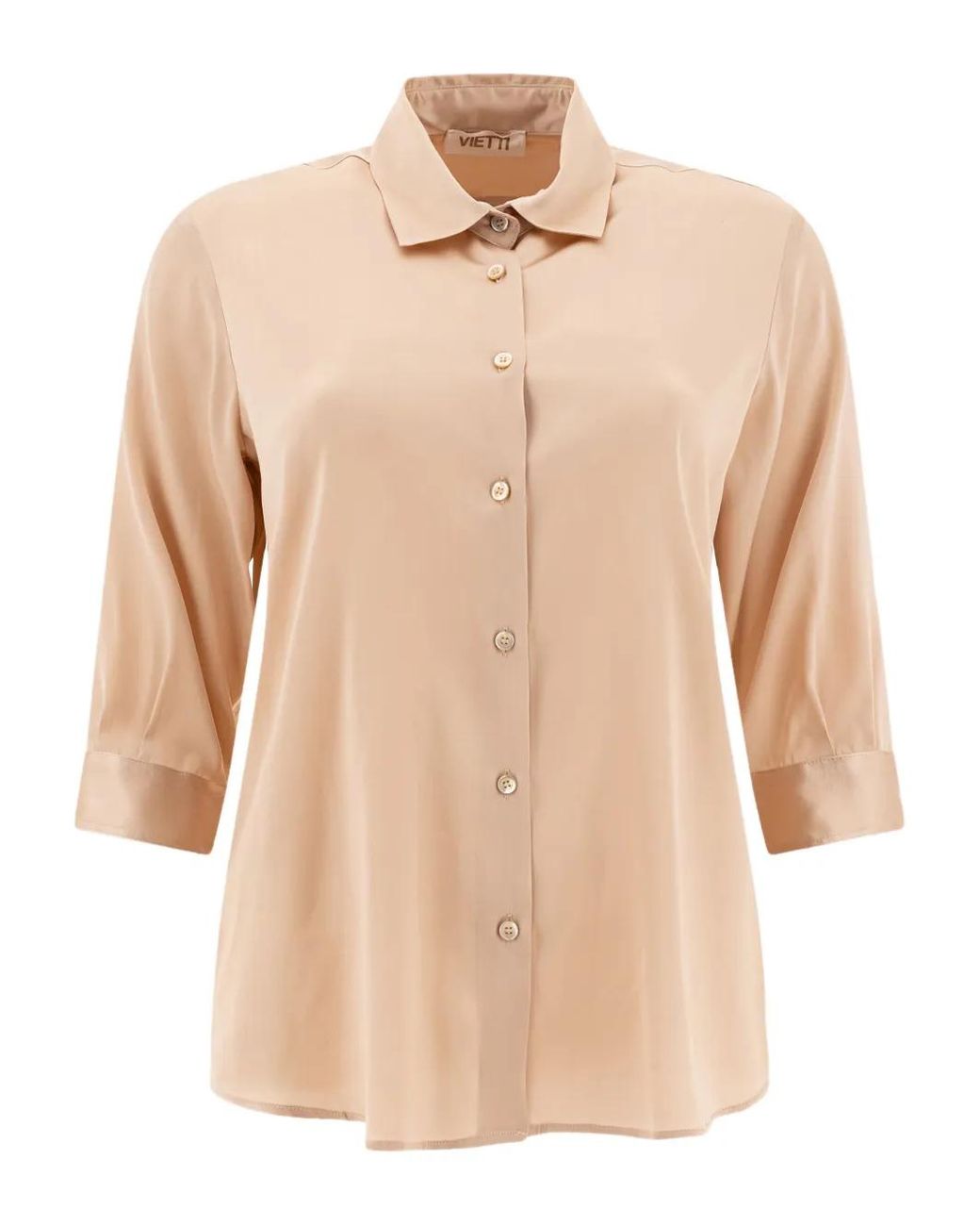 F.it Natural Button-Front Silk Shirt