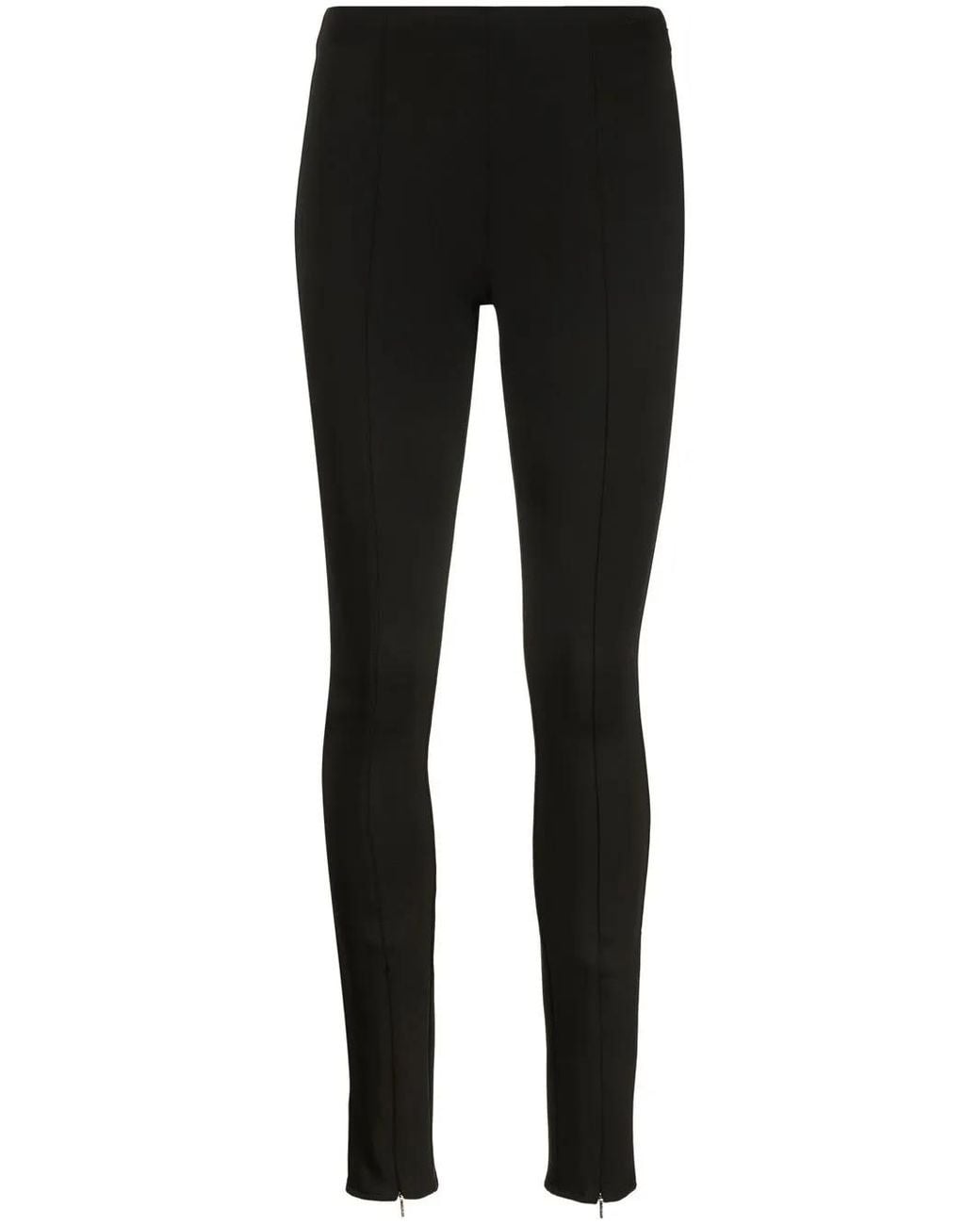 Calvin Klein Black Logo-Embroidered Cuff-Zip Leggings