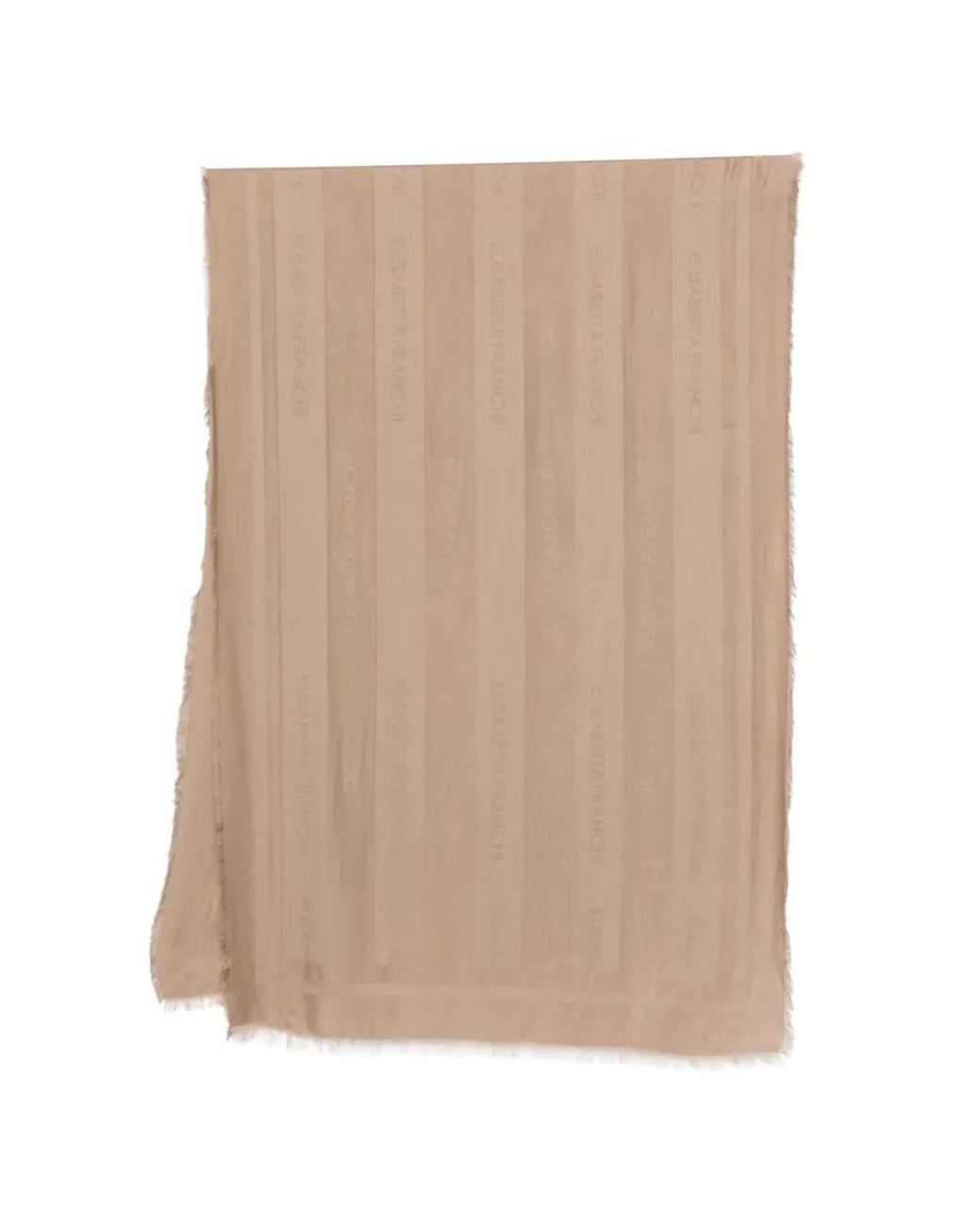 Elisabetta Franchi Natural Viscose And Modal Foulard Scarf With Jacquard Stripes