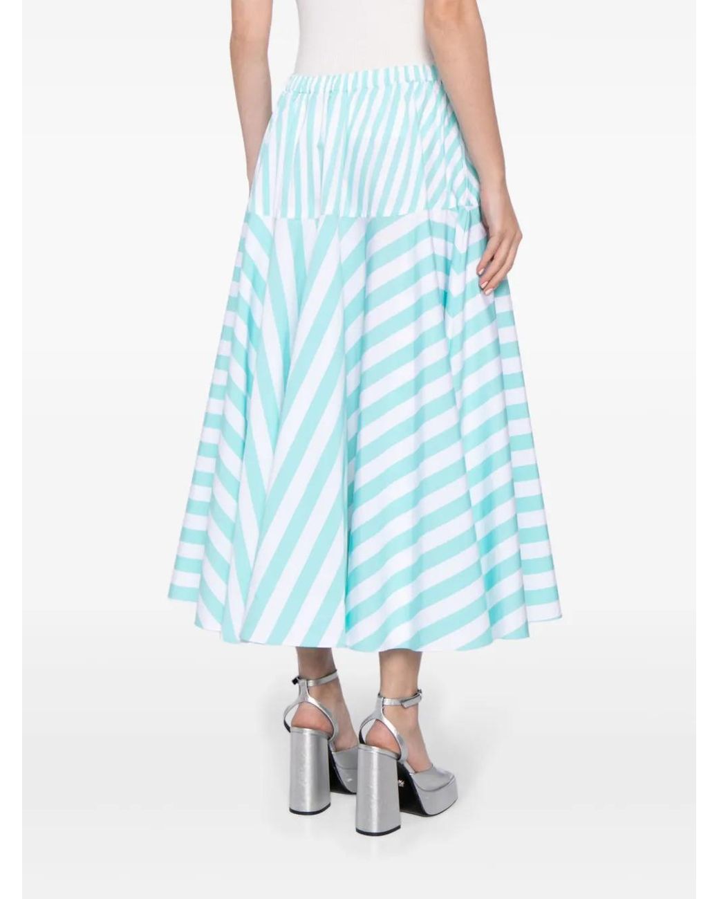 Patou Blue Striped Cotton Maxi Skirt