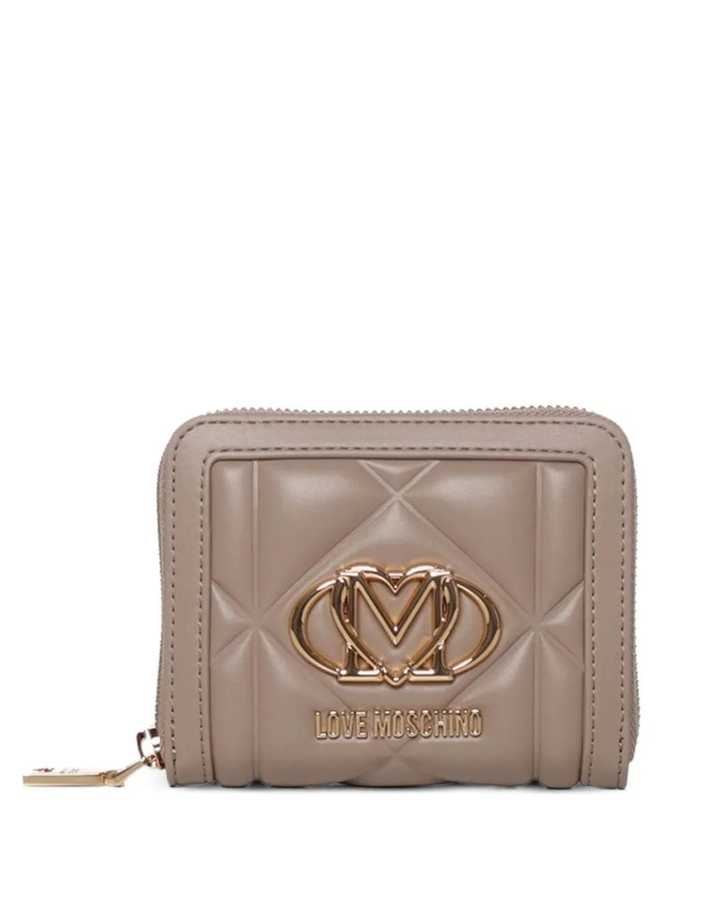 Love Moschino Gray Quilted Logo-Plaque Wallet