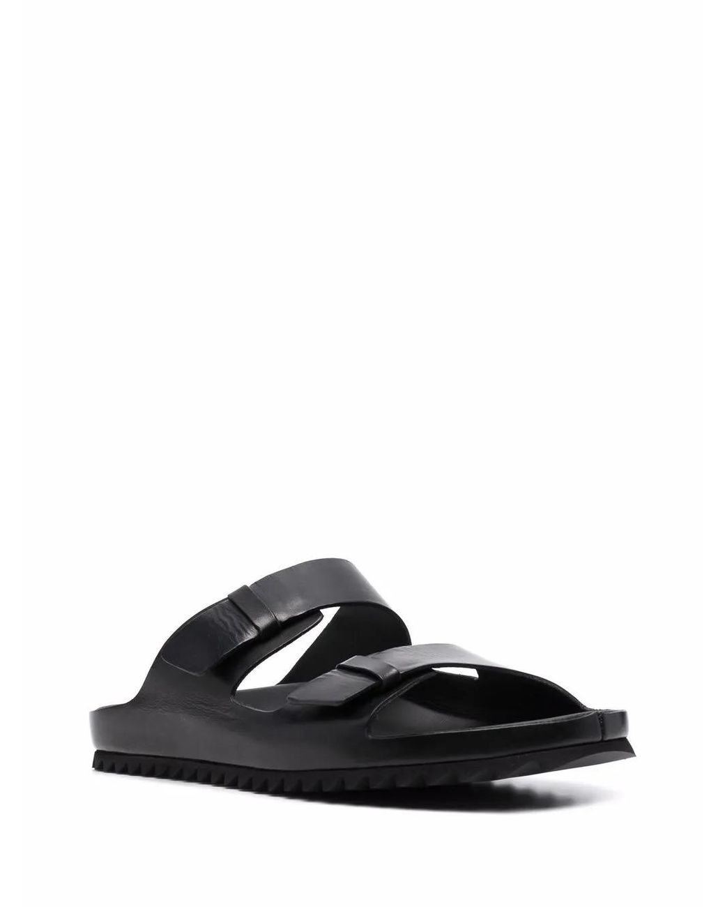 Officine Creative Black Double Strap Flat Sandals for men