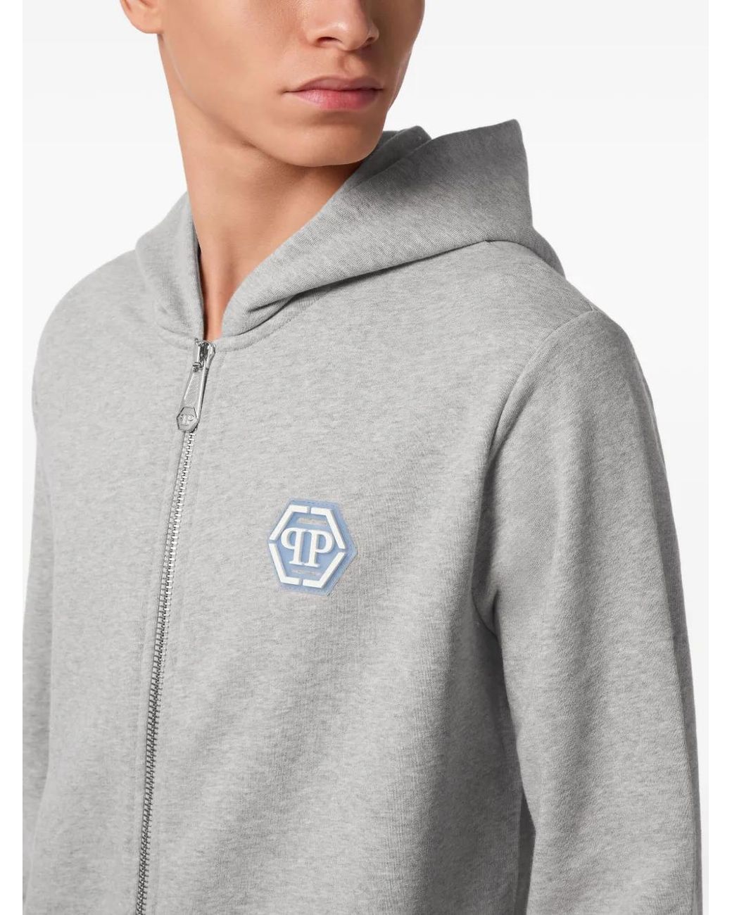 Philipp Plein Gray Zip-Up Hoodie for men