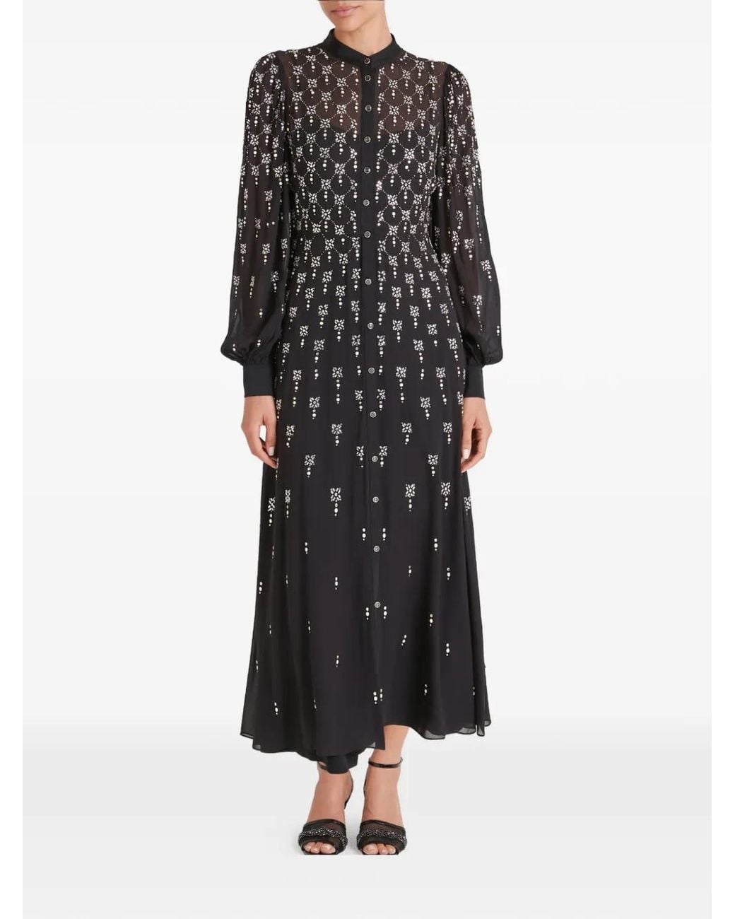 Temperley London Black Buttoned Embellished Maxi Gown