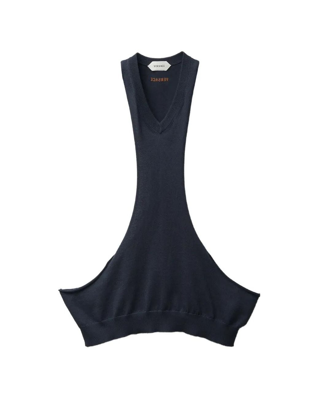 Versace Blue Cotton-Cashmere Knit Tank Top