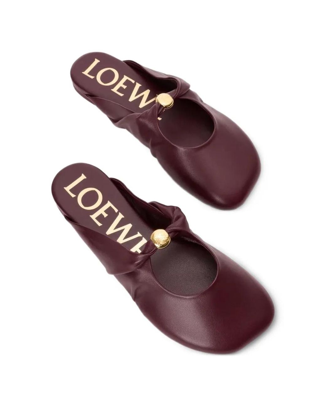 Loewe Purple Mules En Cuir Grainé
