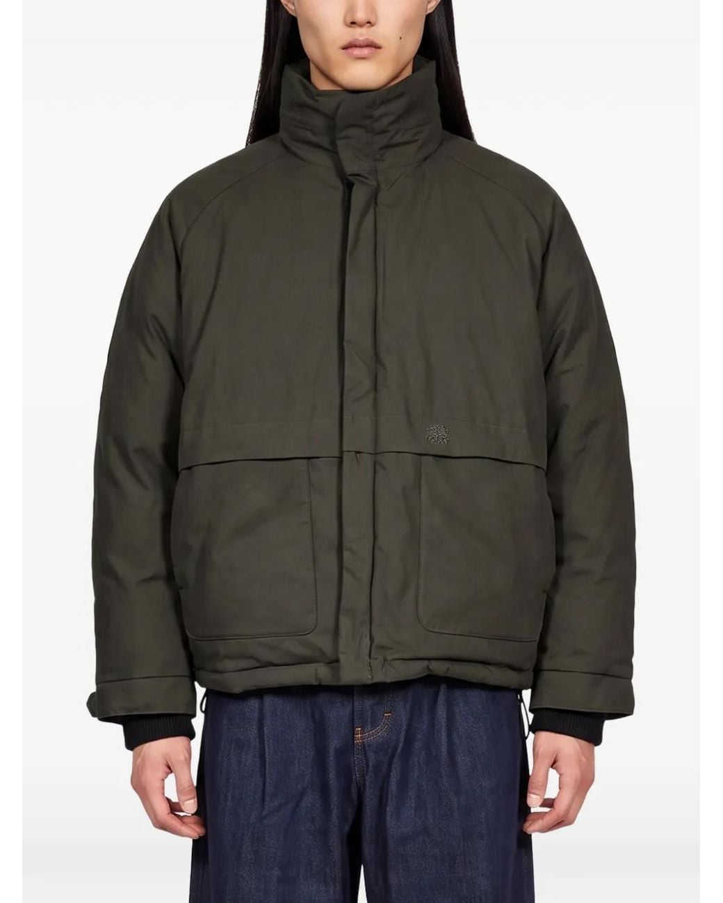 RANRA Black Embroidered-Logo High-Neck Padded Jacket for men