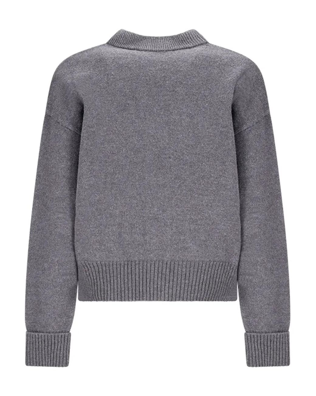 AMI Gray Logo Button Cardigan
