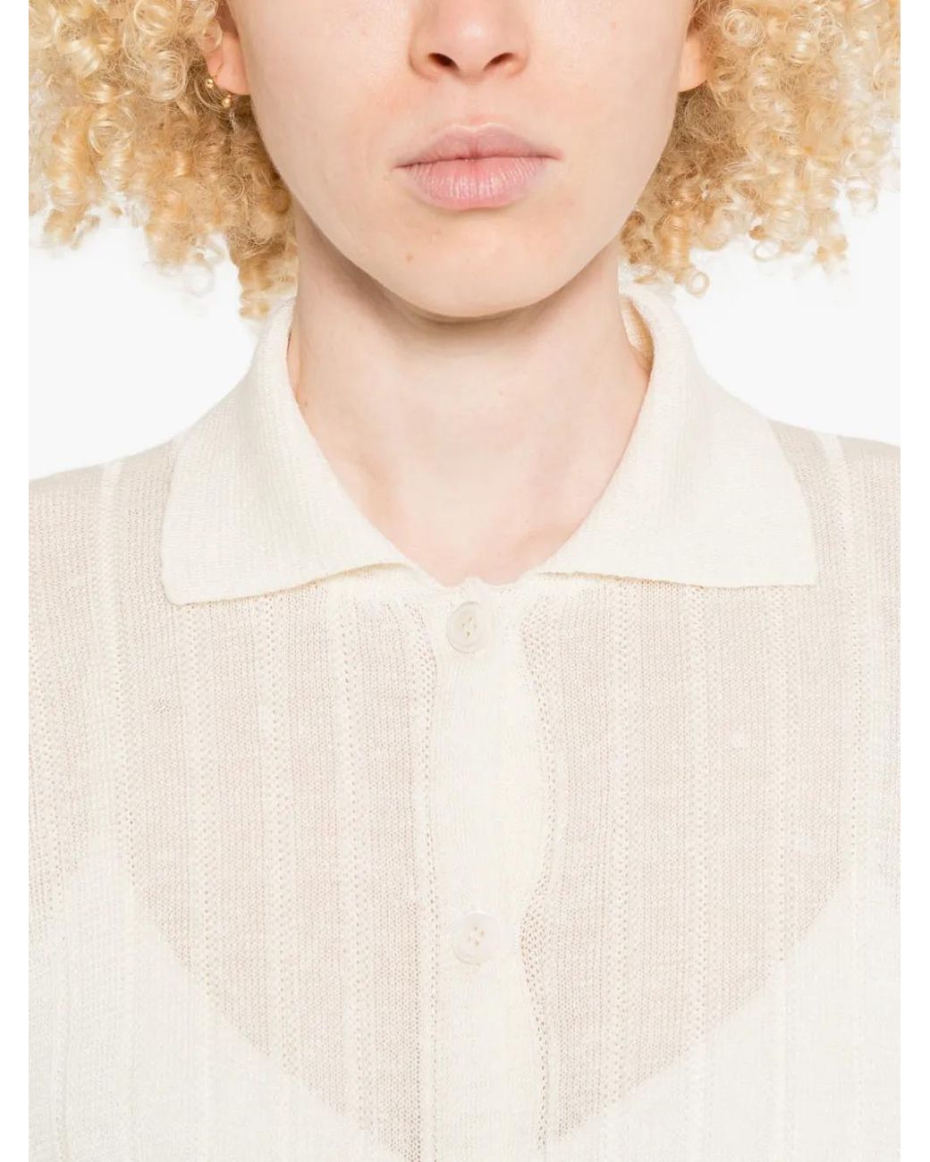 Peserico White Cardigan En Maille À Design Côtelé