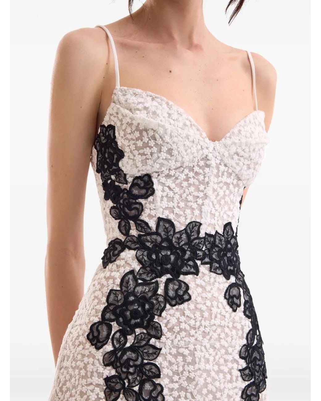 Gemy Maalouf White Floral-Lace High-Low Dress