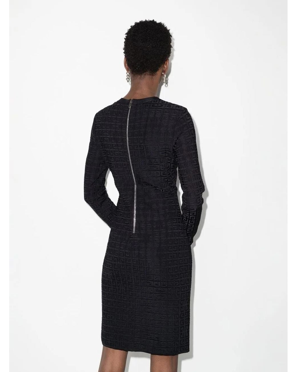 Givenchy Black 4G Jacquard Long-Sleeved Dress