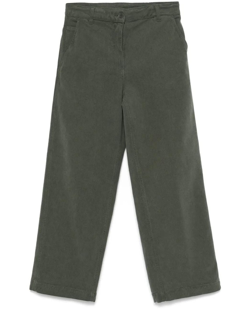 Aspesi Green Twill Cropped Trousers