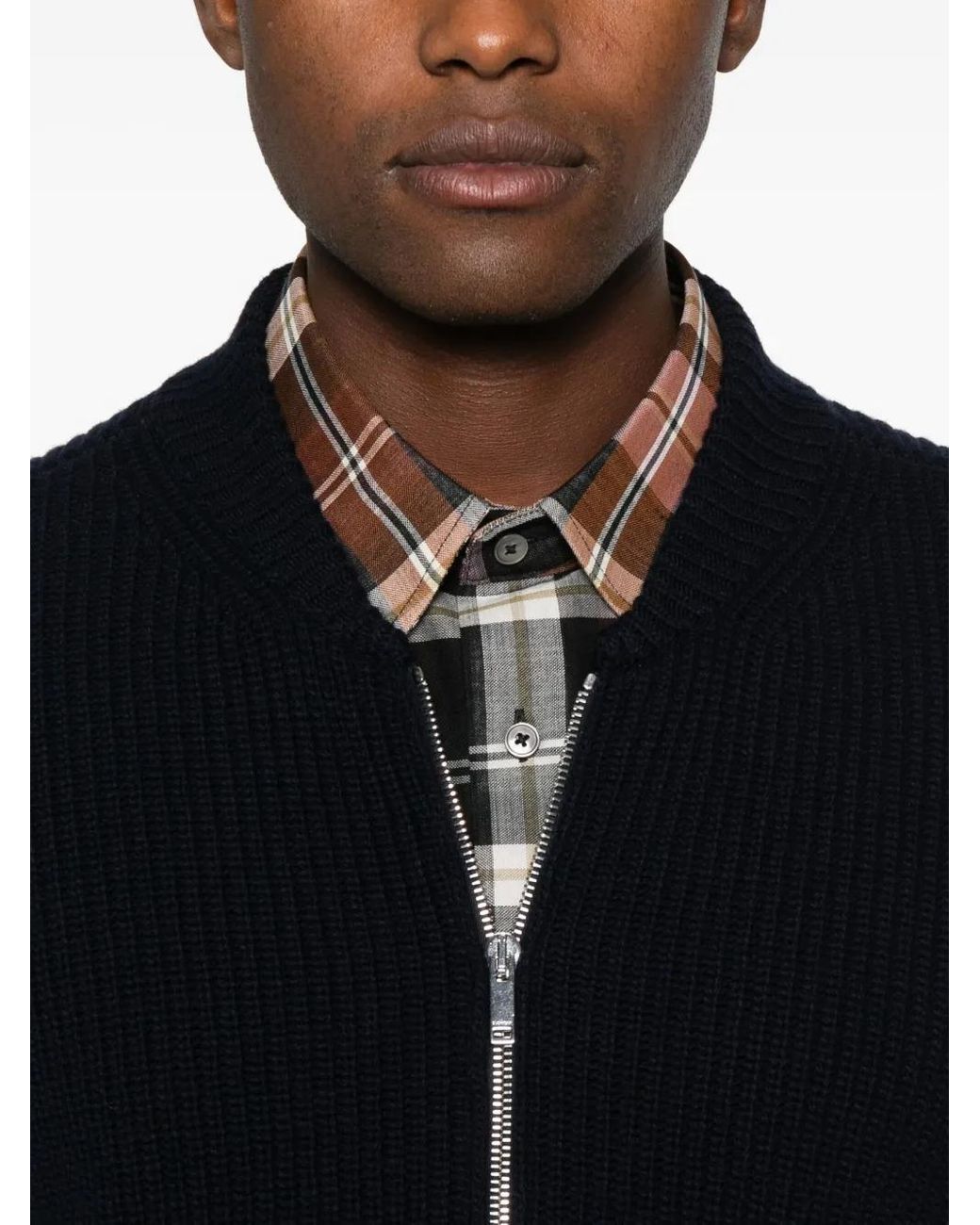 Zanone Black Zip-Up Knitted Jacket for men