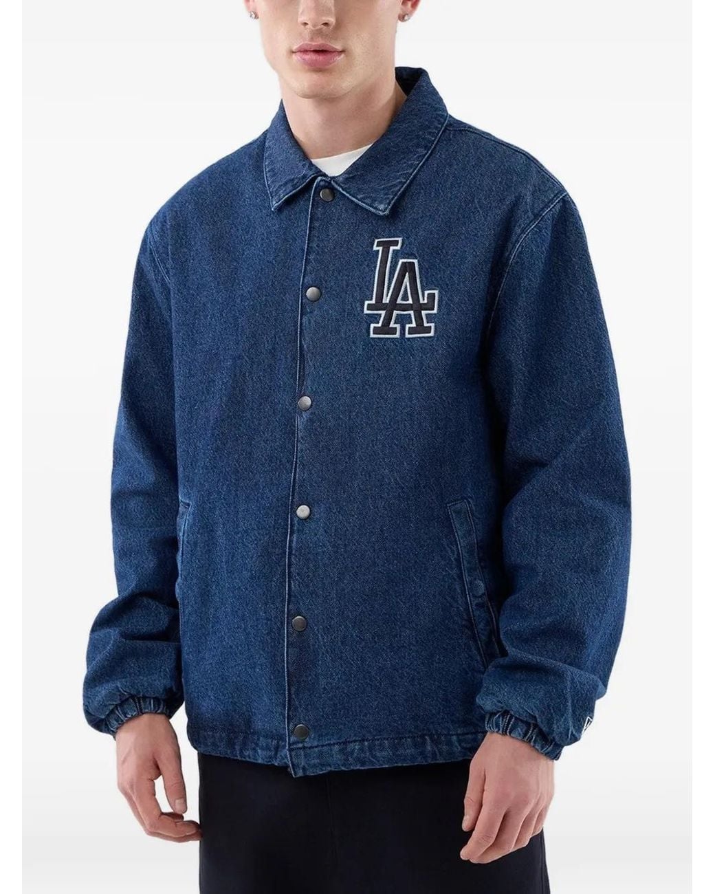 KTZ Blue La Dodgers Mlb Logo-Patch Denim Jacket for men