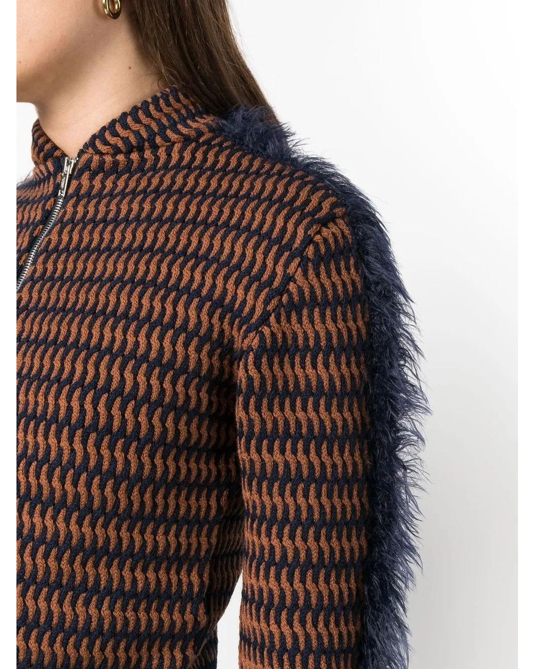 DURAZZI MILANO Brown Cropped Patterned-Jacquard Jacket