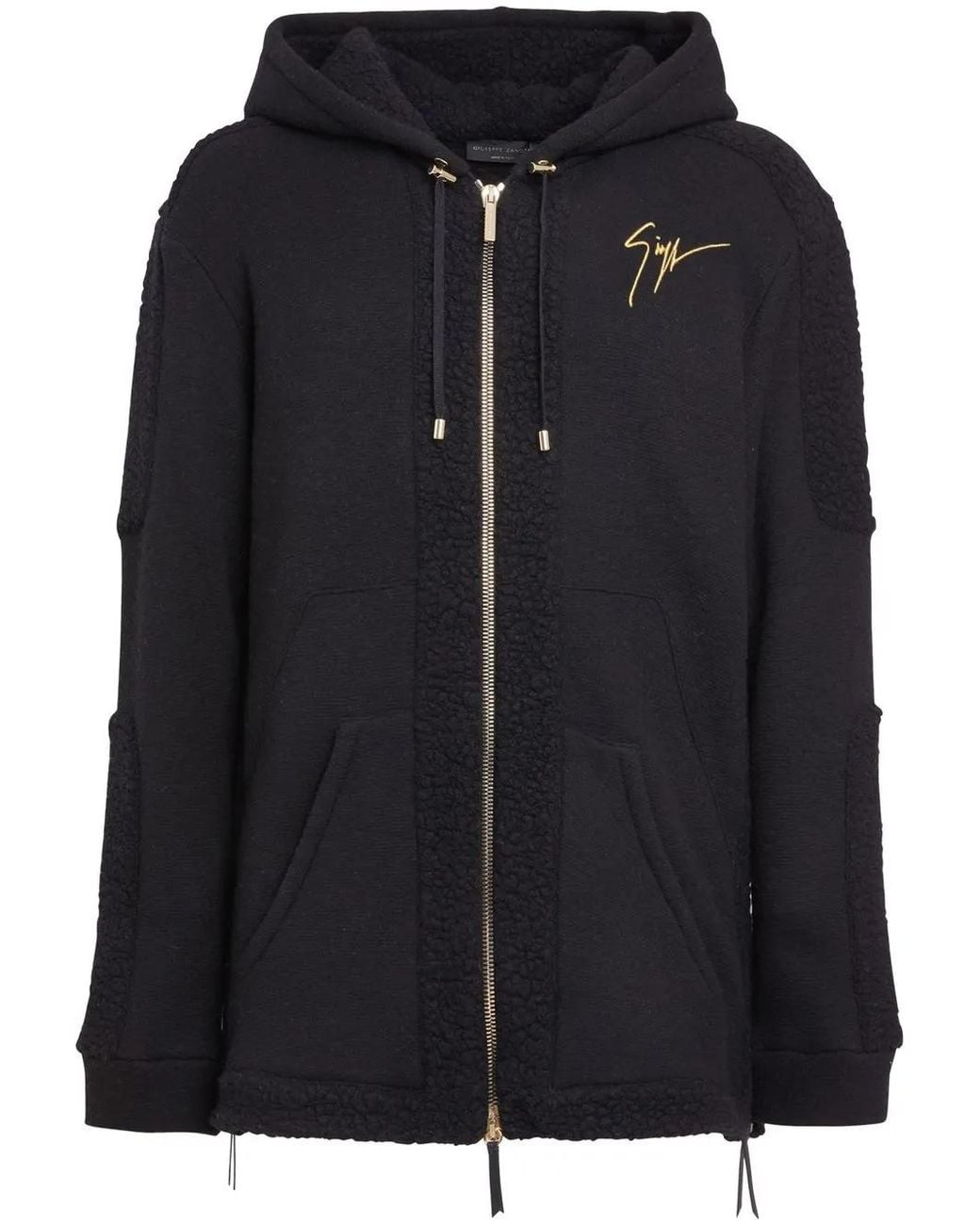 Giuseppe Zanotti Black Lr-26 Zip-Front Shearling-Trim Jacket for men
