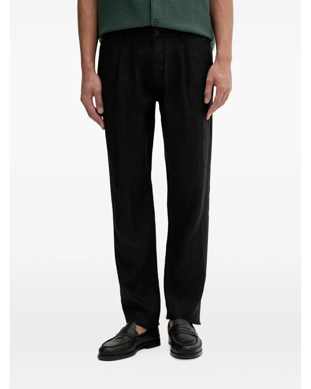 Marc O' Polo Black Pleated Straight-Leg Trousers for men