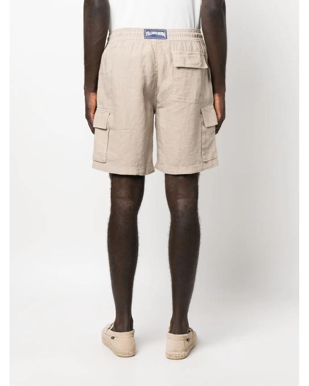 Vilebrequin Natural Logo-Patch Linen Shorts for men