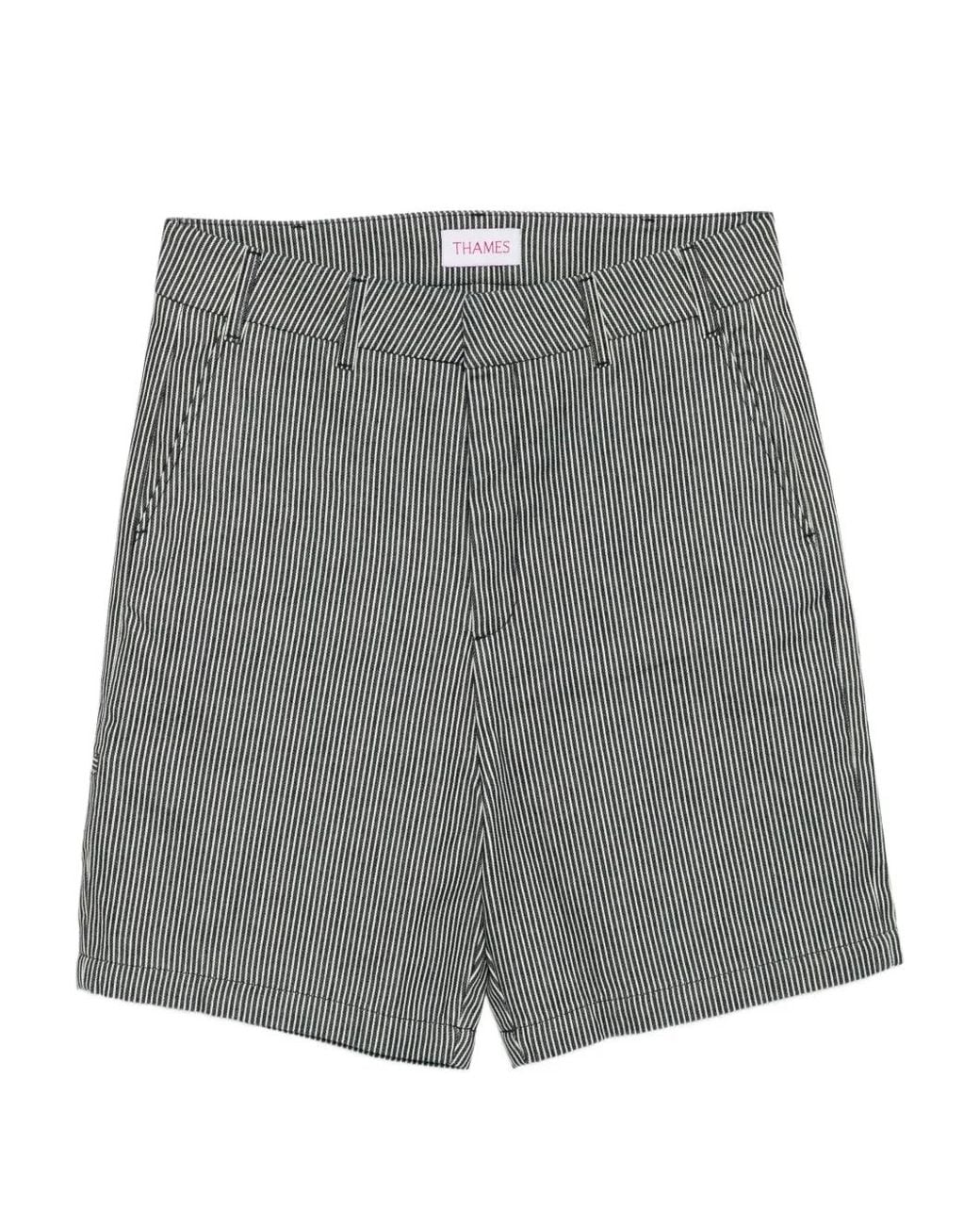 Thames MMXX Gray Striped Denim Shorts for men