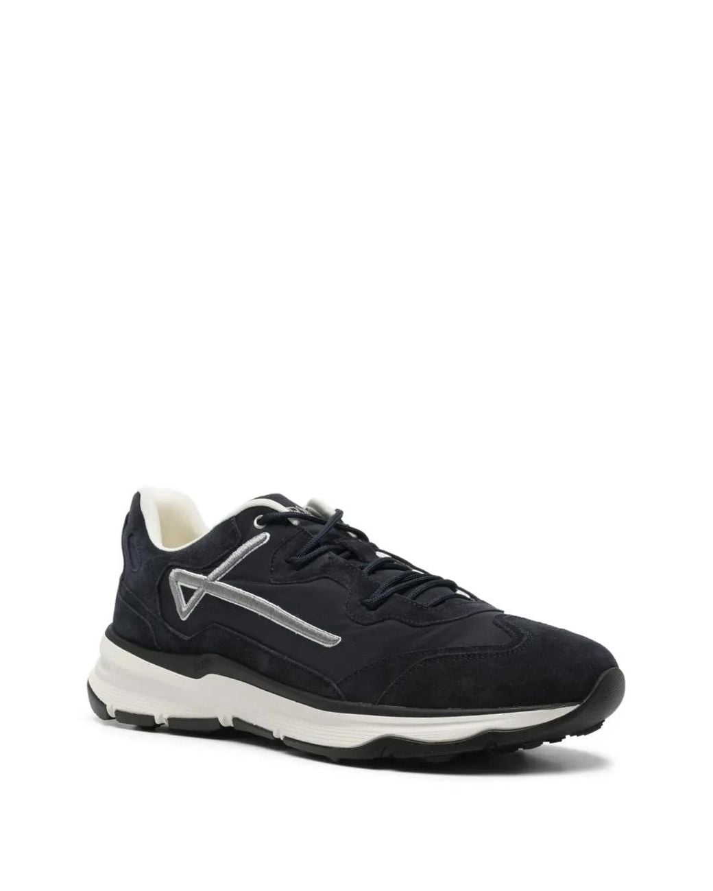 Herno Black Logo-Appliqué Leather Sneakers for men