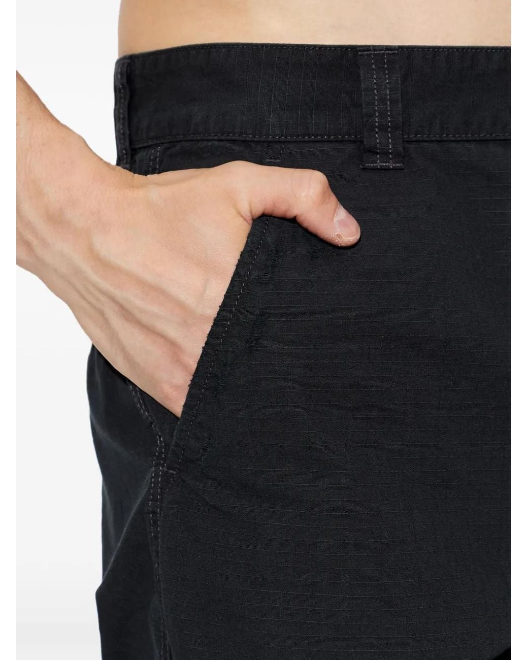 DIESEL Black Distressed Chino Trousers for men