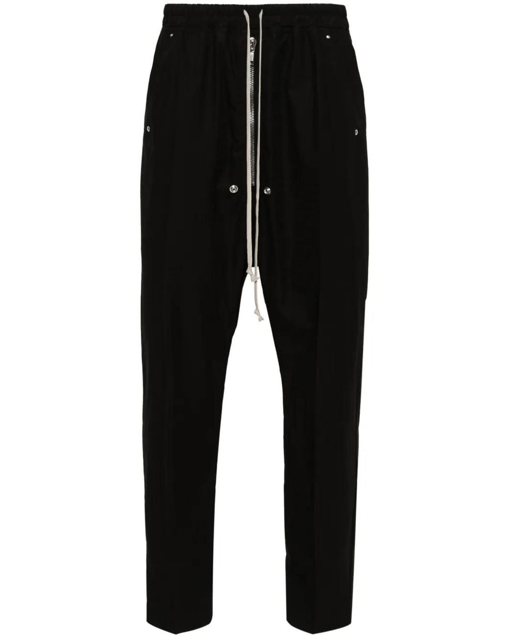 Rick Owens Black Tapered Drop-crotch Trousers for men