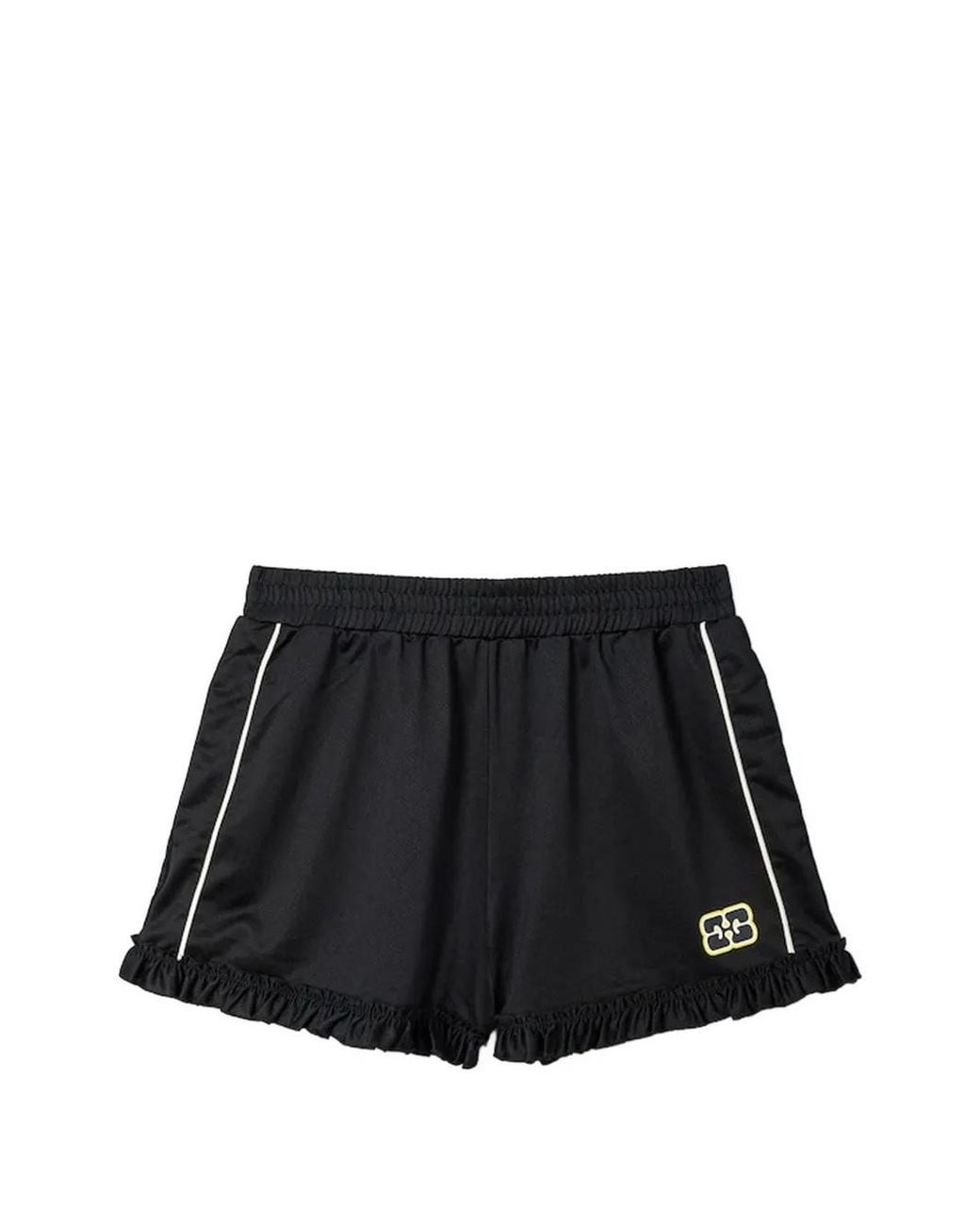 Ganni Black Ruffle-Trim Shorts