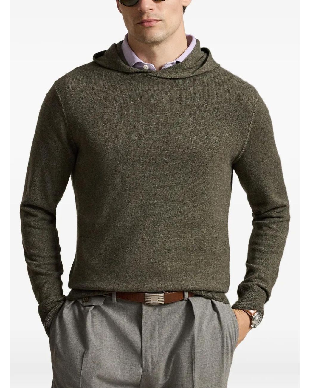 Ralph Lauren Green Cashmere Hooded Sweater for men