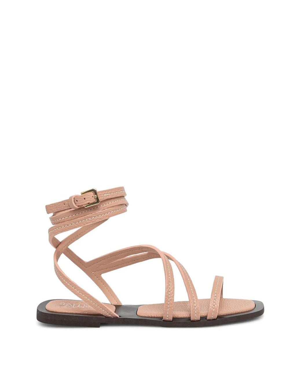 Pollini Pink Wrap-Around Ankle-Strap Sandals