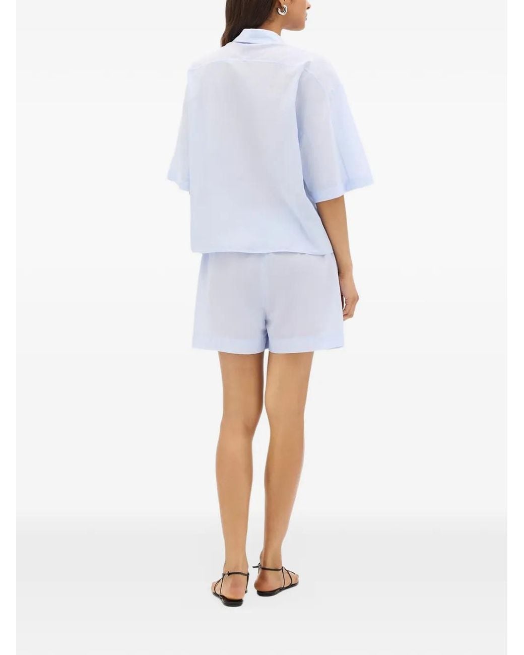 Another Tomorrow White Short-Sleeve Voile Shirt