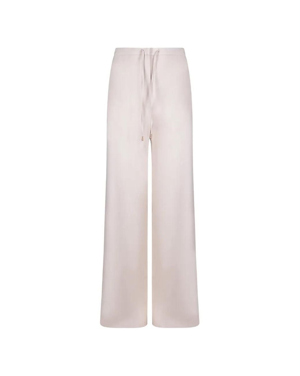 Max Mara White Drawstring Palazzo Pants