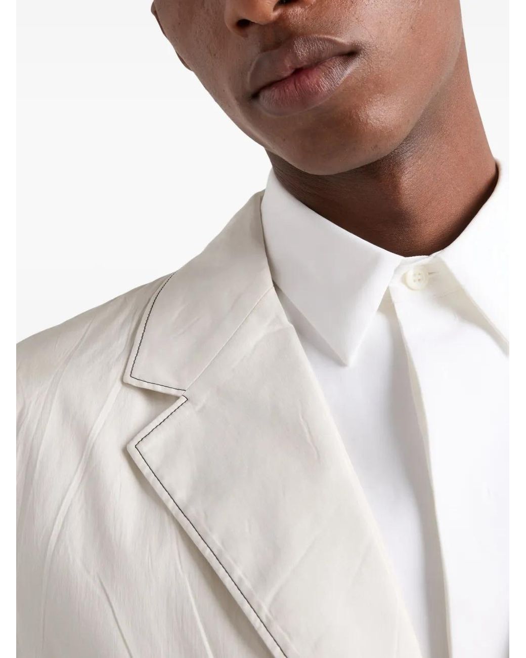 Prada White Single-Breasted Cotton Jacket for men