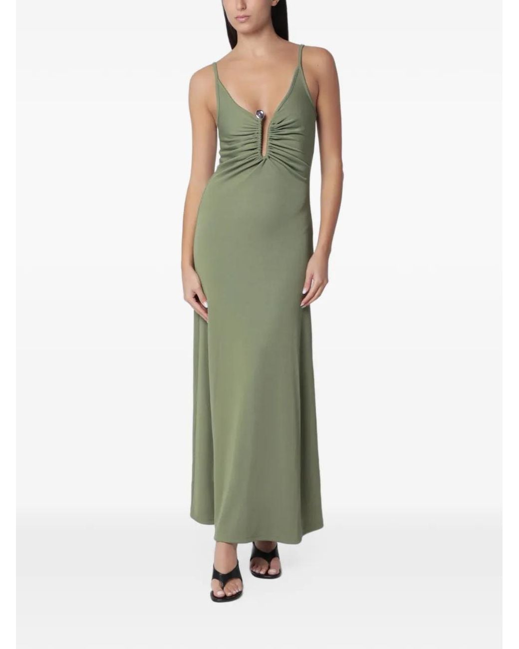 Christopher Esber Green Droplet Crystal-Clasp Maxi Dress