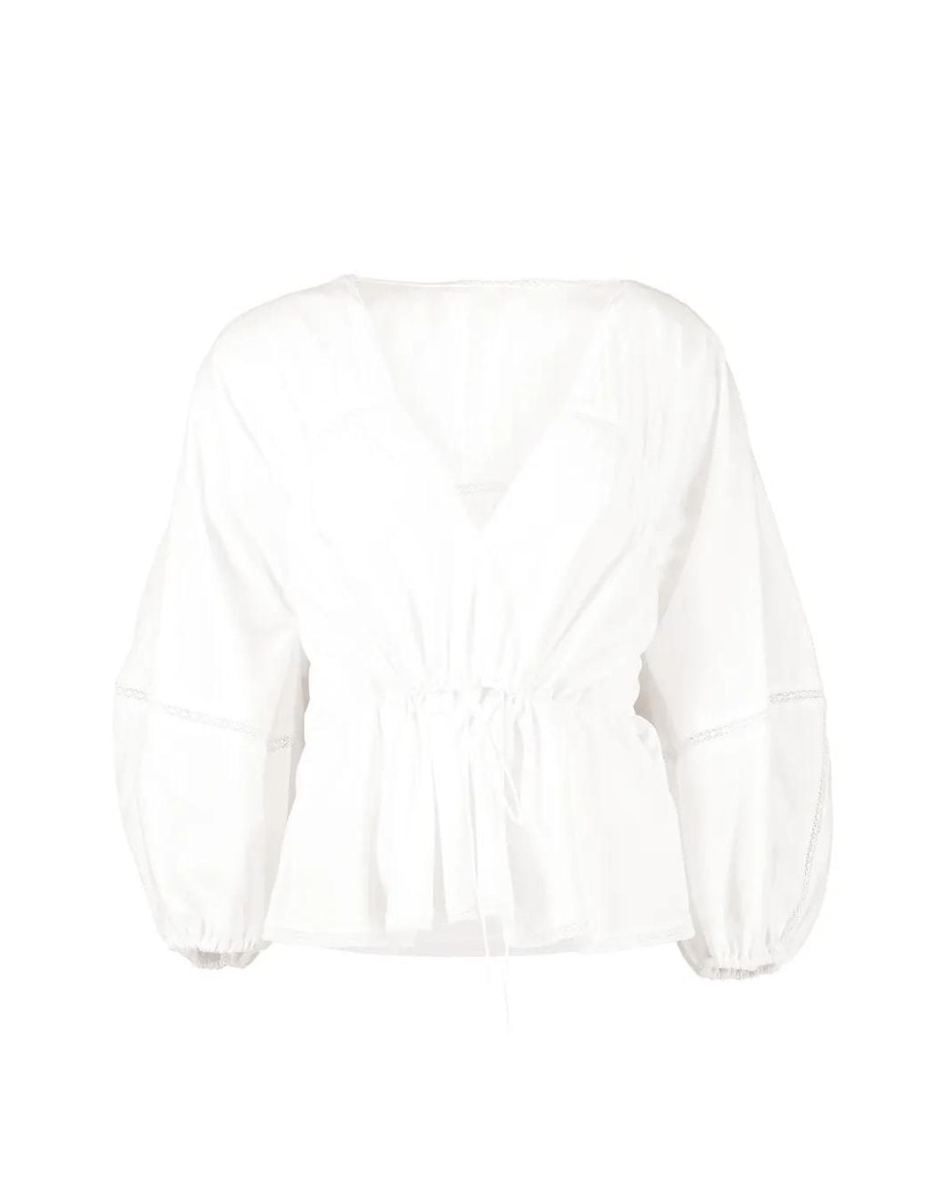 Faithfull The Brand White Seco Lace-Trim Blouse