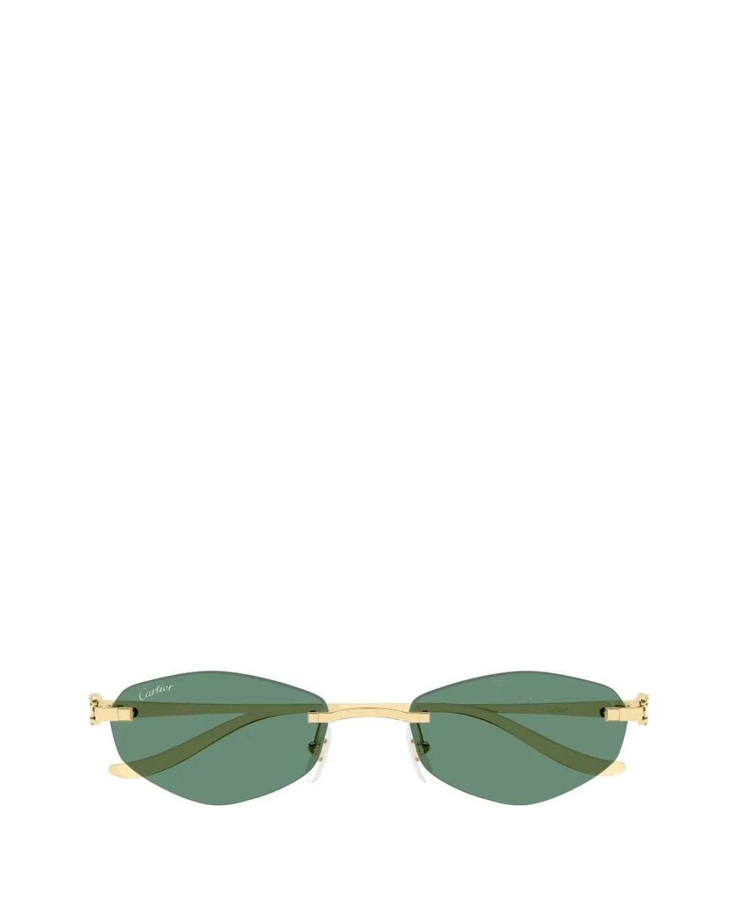 Cartier Green Panthère Geometric-Frame Sunglasses