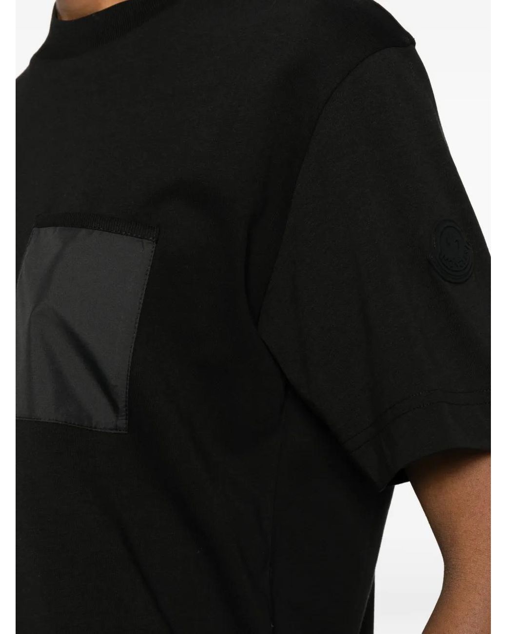 Moncler Black Cotton Jersey T-Shirt With Pleated Pocket