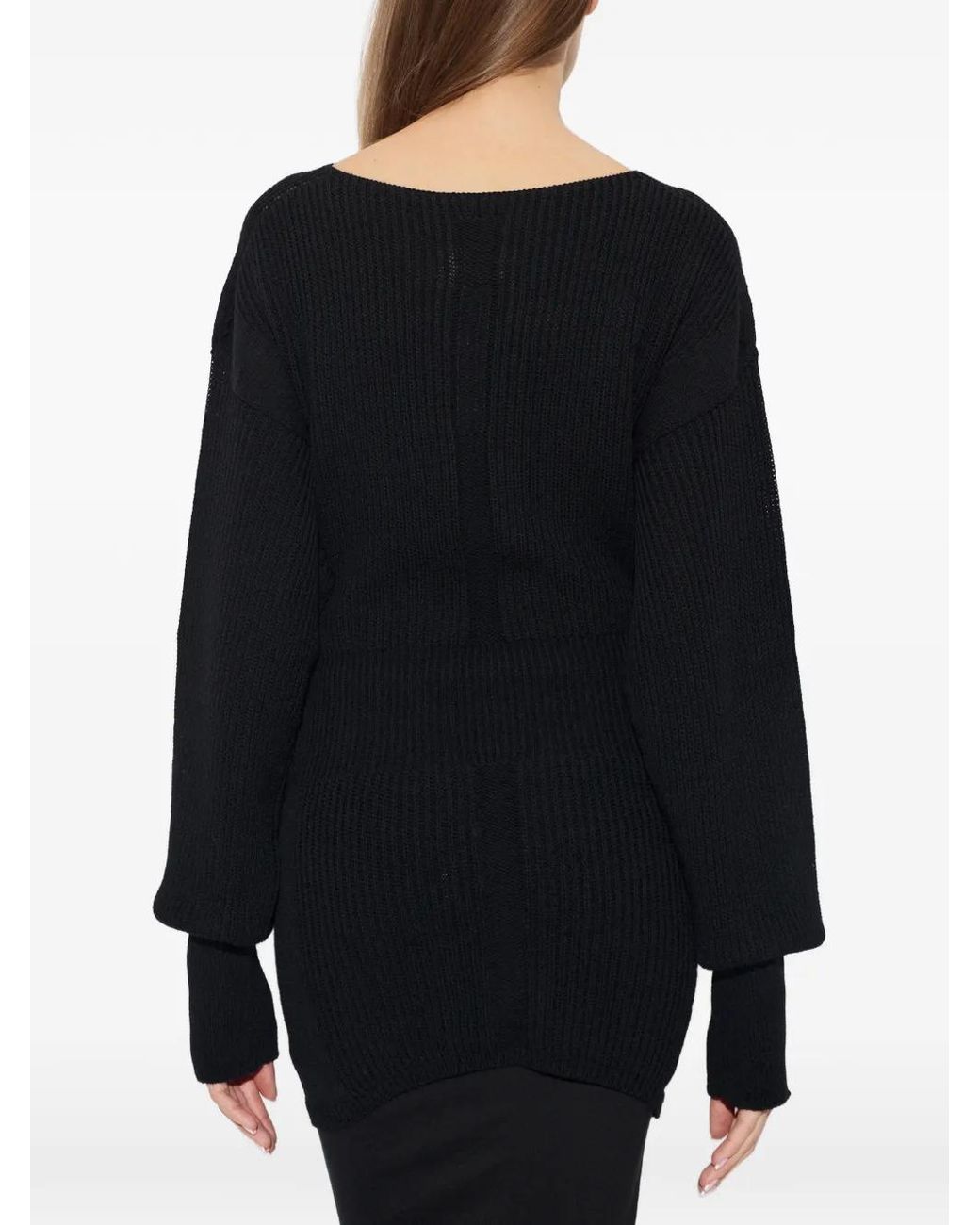 Rick Owens Black Pull Côtelé À Manches Longues