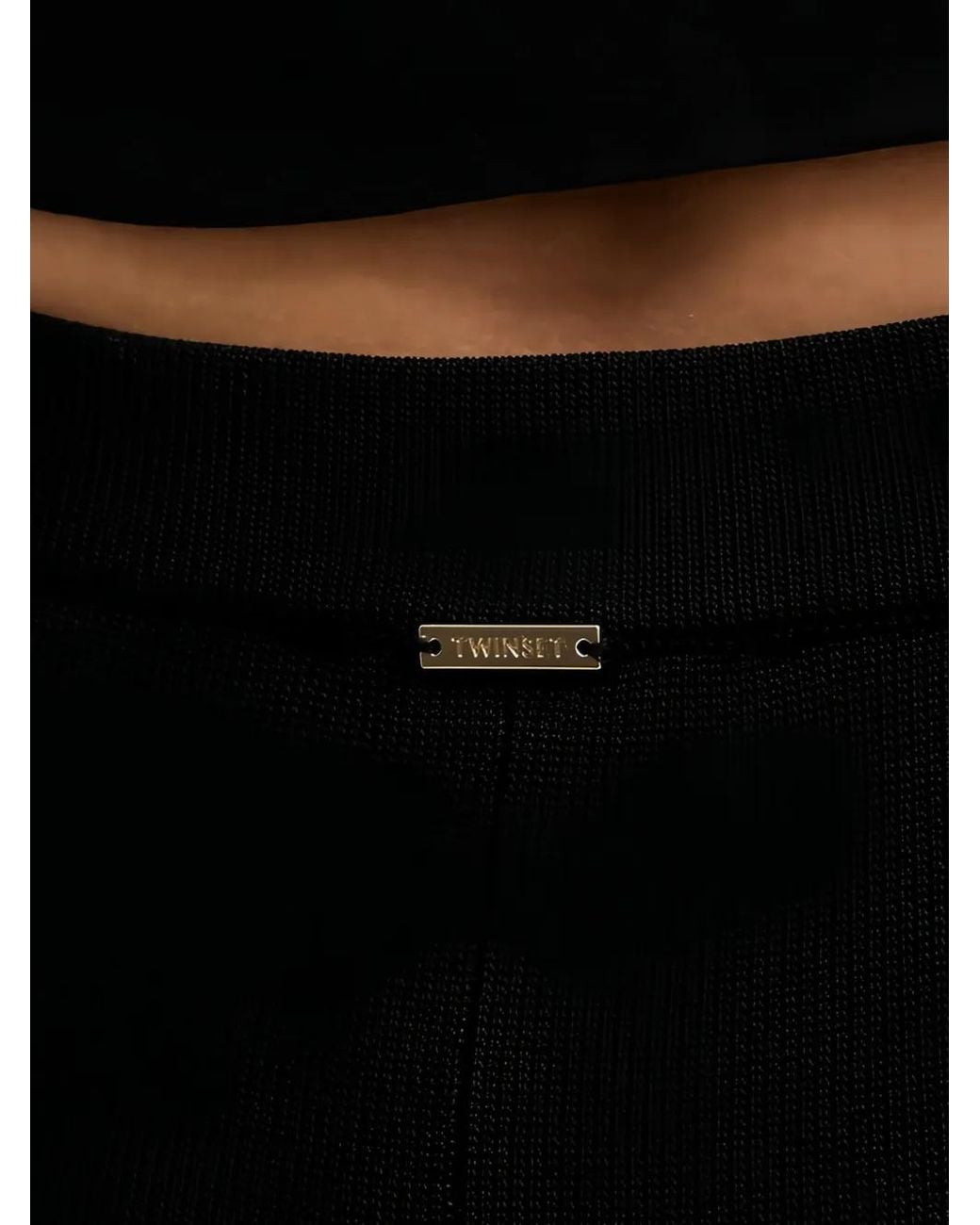 Twinset Black Crochet Ruffled Trousers