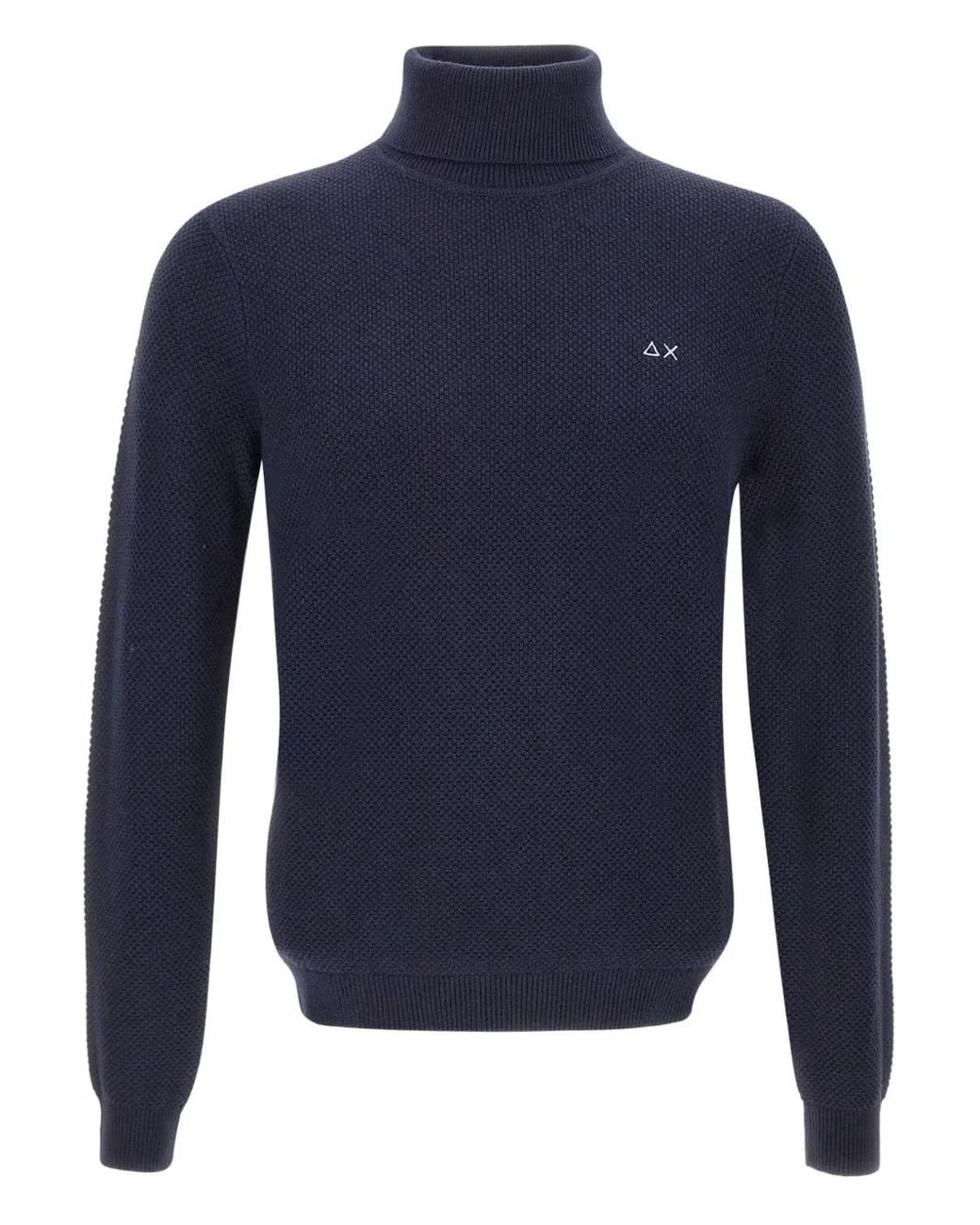 Sun 68 Blue Turtleneck Textured Sweater for men
