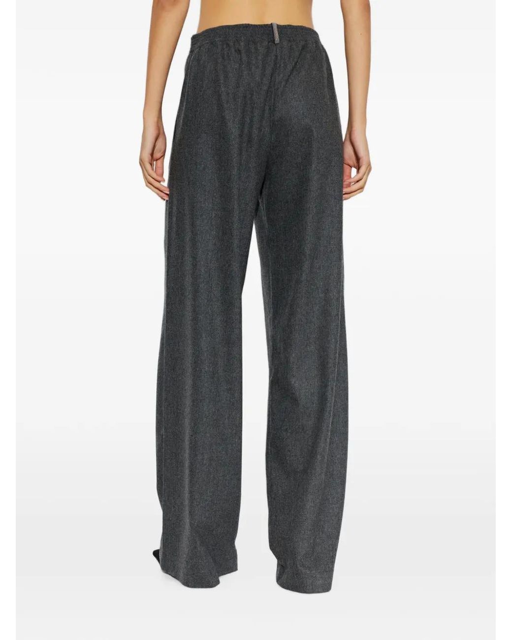 Fabiana Filippi Gray Elasticated-Waistband Straight-Leg Trousers
